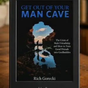 Get Out of Your Man Cave ebook displayed on a Kindle e-reader